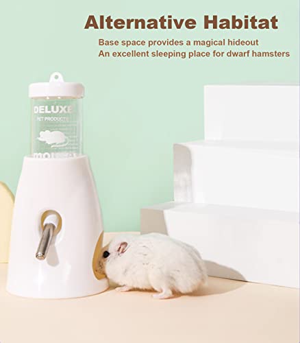 Hamster Water Bottle with Stand, Small Animal Water Dispenser, with Hideout Space, Leak-Proof, for Dwarf Hamsters