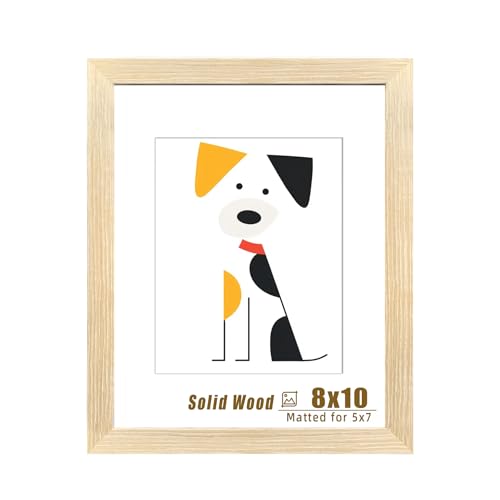 LUCKYLIFE 8x10 Picture Frame, Natural Solid Wooden Photo Frames, Display 5x7 with Mat or 8 x 10 Without Mat, Wall or Table...
