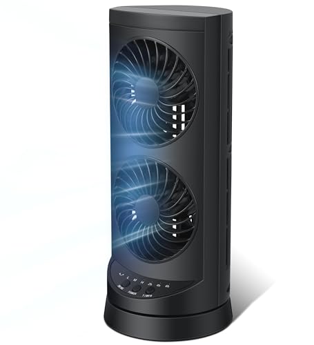 Personal Tower Cooling Fans that Blow Cold Air, Standing Small Desk Fan with 3 Speeds & Timer, 60° & 110° Oscillating Tabl...