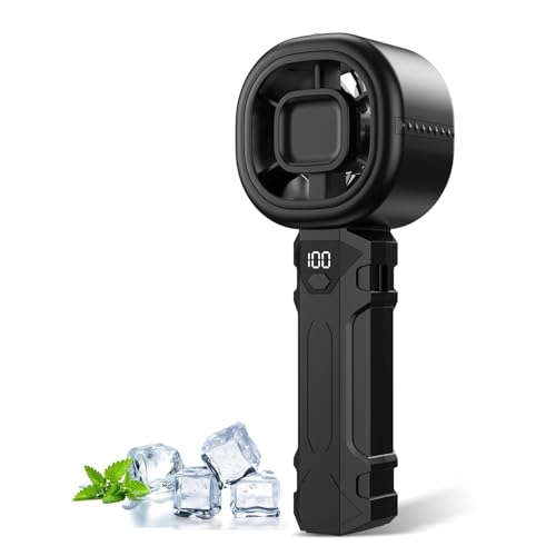 Portable Handheld Turbo Fan, Personal Mini Fan with Digital Display, 3 Wind Speeds 3000mAh Battery USB Rechargeable Hand H...