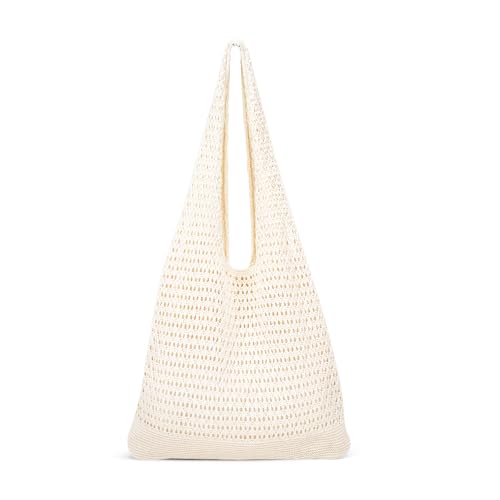 Babelshar Crochet Beach Tote Bag Summer Vacation Hobo Tote Knit Bags for Women Mesh Woven Travel Crochet Purse Aesthetic Bag