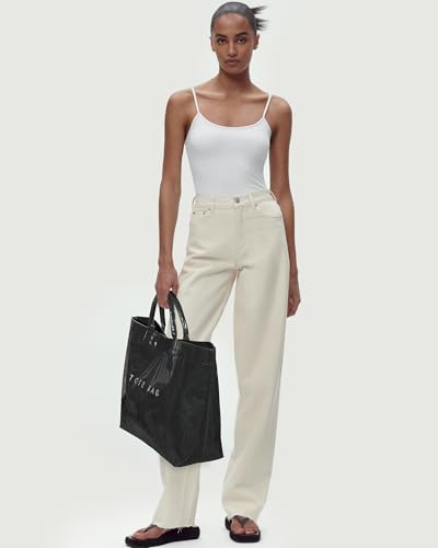 Lushandy PVC Tote Bag Women's Plastic Tote Purse Large Letters Print Hobo Handbag for Work, Beach, Gift