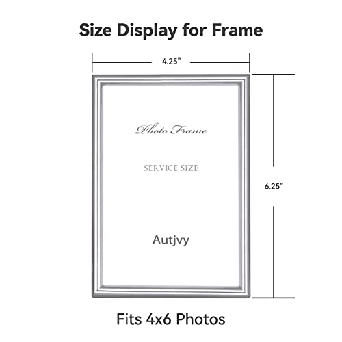 Autjvy 4x6 Picture Frame Set of 2, Silver Brushed Modern Simple Thin Aluminum Metal Photo Frame with HD Real Glass, Displa...