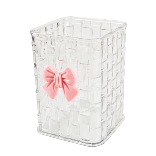 Nirvany Acrylic Pen Holder for Desk, Cute Clear Pencil Organizer & Makeup Brush Holder with Bow Back To School Accessories...