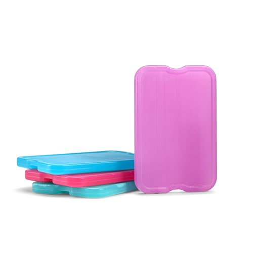 Cool Coolers by Fit & Fresh 4 Pack XL Slim Ice Packs, Quick Freeze Space Saving Reusable Ice Packs for Lunch Boxes or Cool...