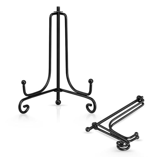 (4 pack)Iron Display Stand, Black Iron Easel Plate Display Photo Holder Stand, Displays Picture Frames, Decorative Plates,...