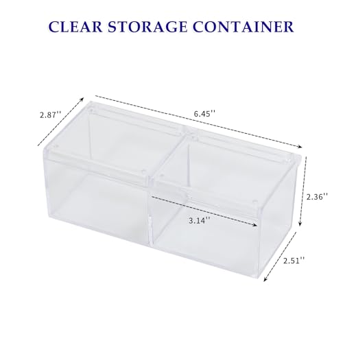 GOXITAX 2 Pack Bathroom Container with Divider, Plastic Vanity Storage Canister Jars with Lid for Cotton Balls, Makeup Pad...