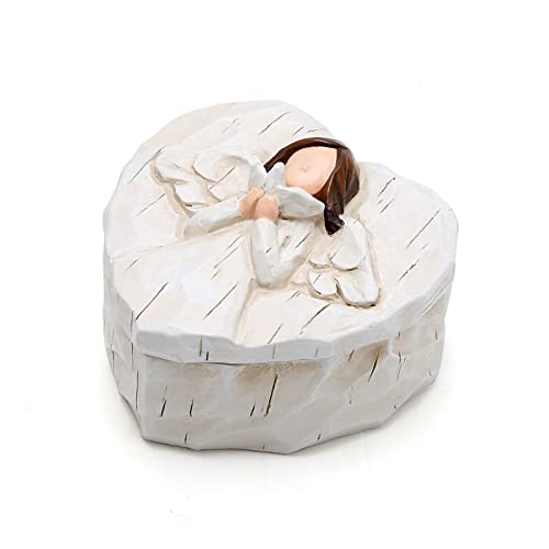 Hodao Angle Figurines Keepsake Box Decorations For Home Living Room Table Sculpted Hand-Painted Memorial Keepsake Box Love...