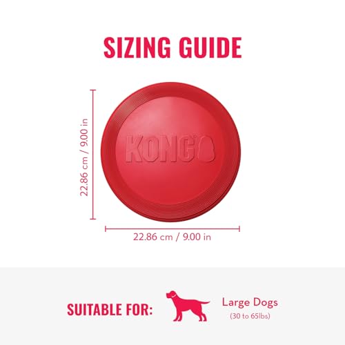 KONG Flyer - Durable Dog Toy for Outdoor Playtime - Natural Rubber Flying Disc, Dog Toy for Fetch - Safer Disc for Healthy...