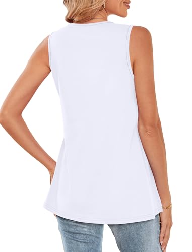 WIHOLL Tank Tops for Women Summer Babydoll Peplum Tops V Neck Sleeveless Shirts Dressy Casual Blouses Beach Vacation Clothes