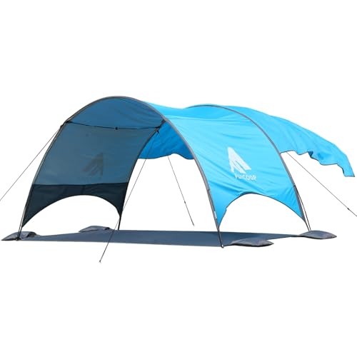 Flycoop 2026 Beach Tent with Floating Shade Sail – Portable & Ventilated Beach Umbrella Canopy with 360° Airflow, Dual Sid...