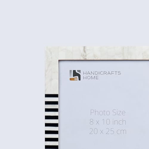 Handicrafts Home White Picture Frame, Handmade Resin Inlay 8x10 Black & White Photo Frame for Decorative Photo Frames for ...