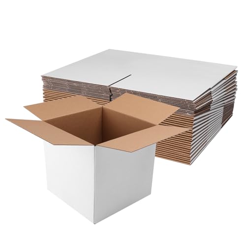 Hoikwo 8x8x8 Shipping Boxes Set of 25, White Corrugated Cardboard Box for Small Business for Packaging Mailing