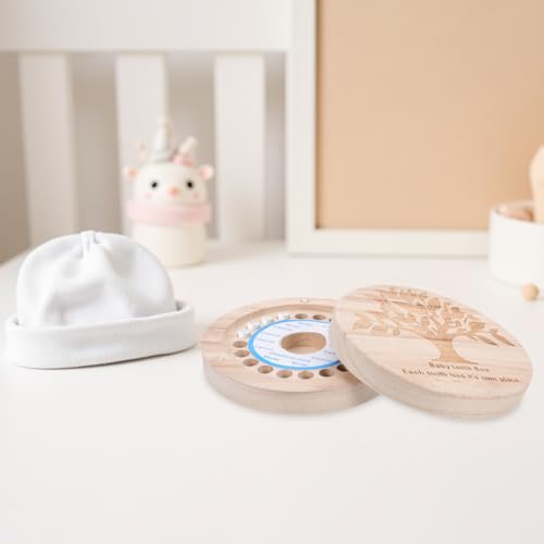 Toddmomy Baby Tooth Box 4.72X4.72X1.37In Wooden Keepsake Storage Case for Newborns Kids Tooth Holder Memory Collection Gift