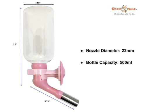 Choco Nose Patented No-Drip Water Bottle/Feeder for Large Dogs Over 50 lbs - Wire Cages, Crates or Kennels. 16 oz. X-Large...