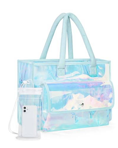 Bagsmart Waterproof Beach Bag for Women with Phone Pouch, Large Tote Bag for Pool, Travel and Vacation