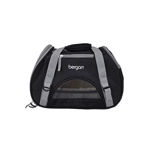 Coastal Pet Bergan Comfort Carrier - Breathable Travel Carrier for Dogs & Cats - Black & Grey, 16" x 8" x 11"