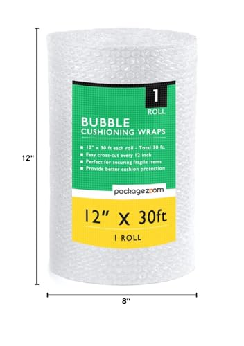 12 inch x 30 ft Bubble Cushioning Wrap, Perforated Every 12" Protective Packing Moving & Shipping Supplies for Boxes & Fra...