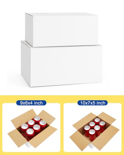 Poever Assorted-Sizes-Shipping-Boxes-40-Pack: 9x6x4 & 10x7x5 Small-Shipping-Boxes-Mailers, White Corrugated-Cardboard-Boxe...