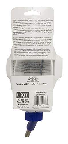 Lixit Glass Water Bottles for Rabbits, Ferrets, Small Birds, Guinea Pigs, Rats, Hamsters and Other Pets (16oz)