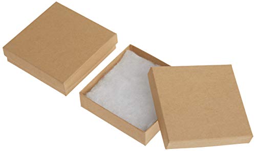 Beadaholique 16-Piece Kraft Square Cardboard Jewelry Boxes, 3.5 by 3.5 by 1-Inch, Brown