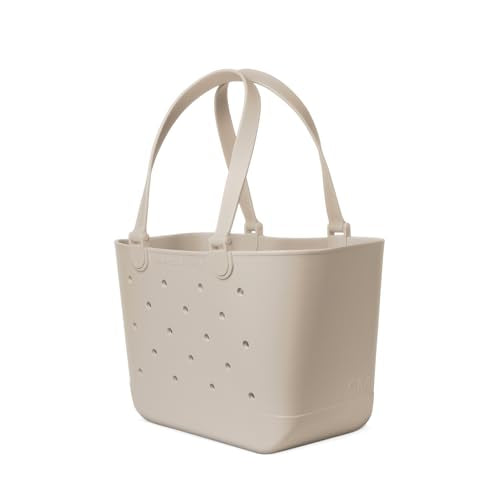 Simple Modern Large Beach Bag | Waterproof Getaway Rubber Tote with Zipper Pocket for Travel, Pool, Boat, Groceries, Sport...