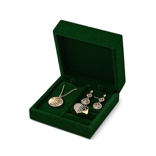 Papten 3 in 1 Velvet Jewelry Set Gift Box Earring Gift Box Ring Necklace Boxes Small Jewelry Storage Boxes for Travel Birt...