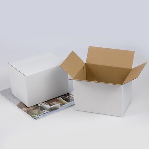 HESESOH 7x5x5 Inches Shipping Boxes Set of 40, White Corrugated Cardboard Box Literature Mailer for Packing Small Business