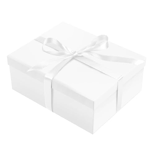 ysmile White Gift Box with Lid for Present Large Collapsible Gift Box with Filler Paper Ribbon for Birthday Anniversary 1...