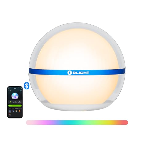 OLIGHT Sphere Smart Night Light, 75 lumens Stepless Dimming Table Lamp with Remotely APP Control, Magnetic Rechargeable RG...