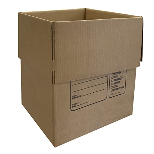 Uboxes Moving Boxes with Handles, 10 Premium Large, 18 x 18 x 24, Brown, BOXINDSLAR10
