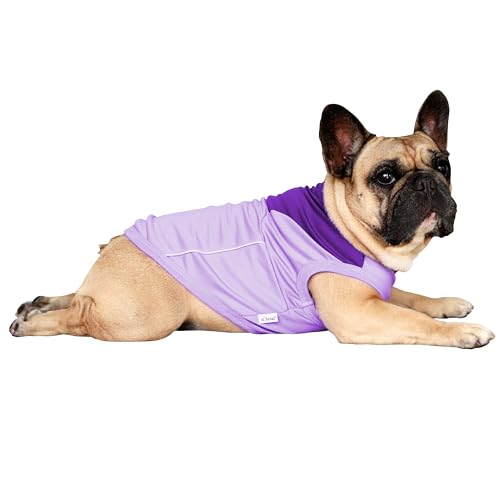 iChoue French Bulldog Summer Cooling Shirt for Dogs UV Sun Protection Vest Sleeveless Breathable Tank Top English Pug Purp...
