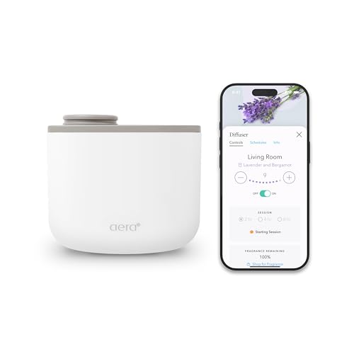 AERA Mini Waterless Plug-in Essential Oil Diffuser for Rooms 100–400 Sq Ft – Smart Aromatherapy Machine with App & Alexa C...