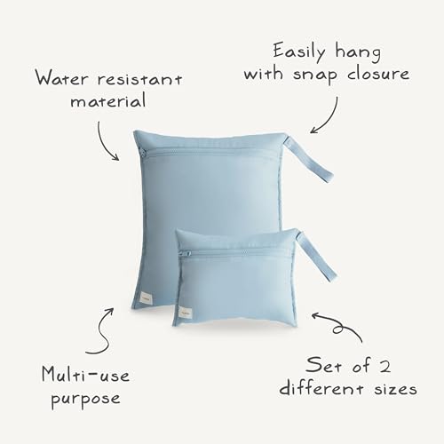 mushie Water Resistant Wet Bags | Large & Small Reusable Storage Bag for Baby Items and Travel | Zippered Pockets with Han...