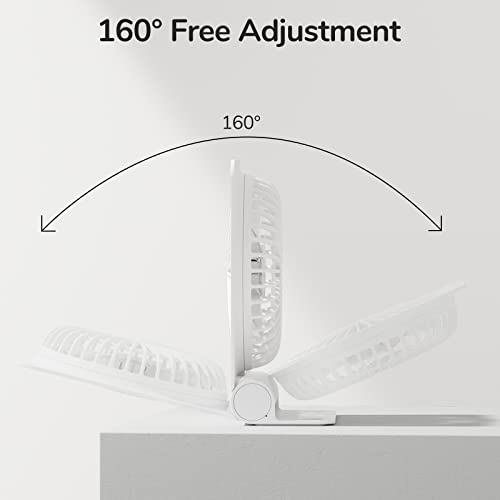 JISULIFE Small Desk Fan, Portable Travel with 4500mAh Battery, USB Rechargeable Folding Design for Flexibility, Strong Qui...