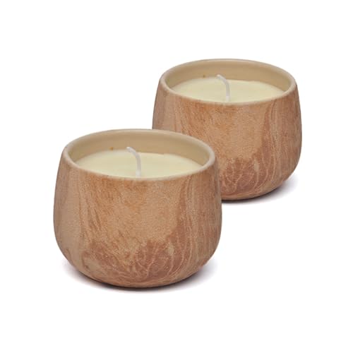Aria Home Floral Scented Ceramic Candle Set of 2 Large 16 oz Terra Cotta Jar Clean Burning Home Fragrance Rustic Decor & G...