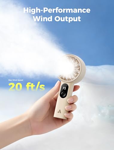 Aecooly Mighty Portable Fan, Powerful Handheld Fan, USB Rechargeable [10H Max Cooling Time], Mini Personal Battery Powere...