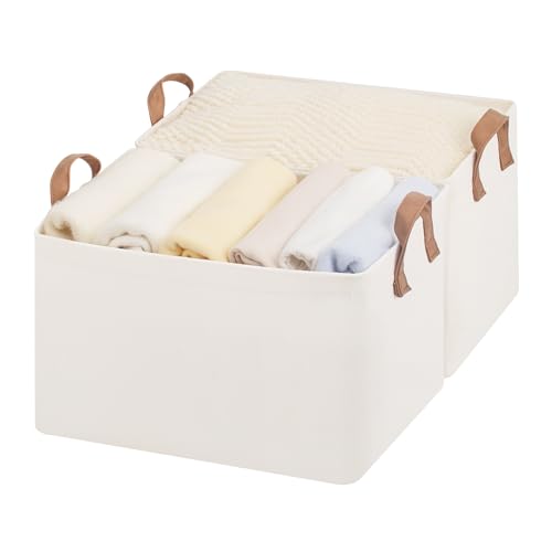 StorageWorks Fabric Storage Bins, Large Storage Baskets for Shelves, Closet Organizers and Storage Bins with Metal Frame, ...