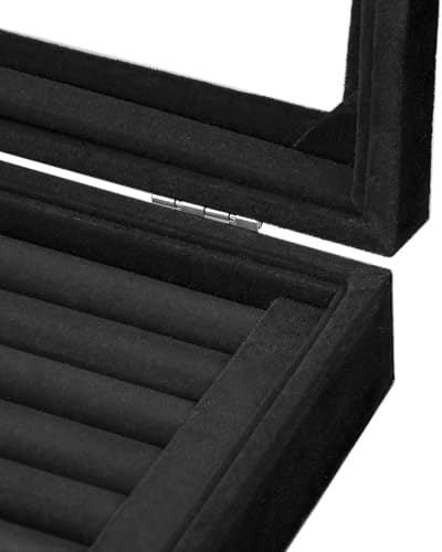 EONGOA Jewelry Box Rings Organizer Tray 7 Slots Velvet Jewelry Earring Storage Box With Transparent Lid Jewelry Display Ca...