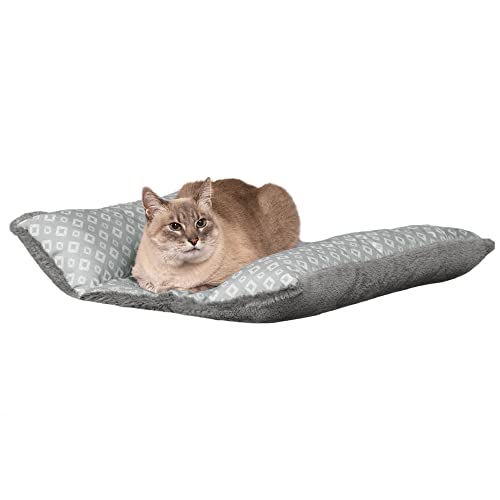 Furhaven Cat Bed for Indoor Cats, Washable w/ Removable Bolsters, For Pets Up to 18 lbs - Plush & Diamond Print Cuddle Loa...