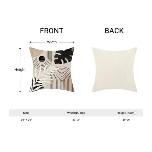 Boho Pillow Covers 20x20 Set of 2 Mid Century Black Beige Tropical Leaf Throw Pillow Covers Outdoor Decor Modern Abstract ...