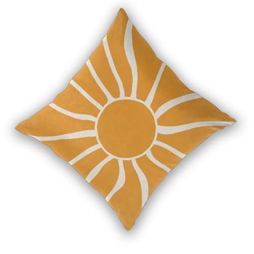 Boho Sun Pillow Covers 16x16 Set of 2, Outdoor Burnt Orange Bohemian Sunset Sunshine Decorative Throw Pillow Covers Linen ...