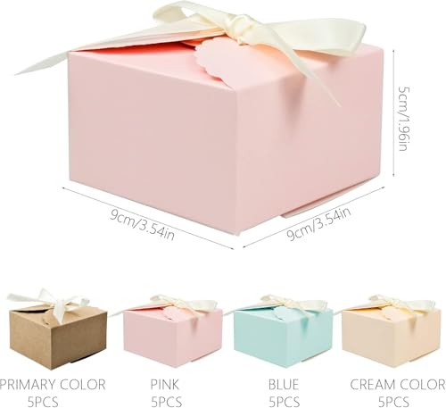 JJYHEHOT 20 PCS Gift Box with Ribbon, 4 Colors Party Favor Box, Small Candy Dessert Box, for Birthday, Easter, Wedding Party