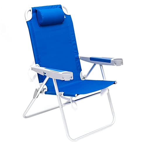 SUNNYFEEL Oversized Tall Folding Beach Chair Lightweight, 17" Portable Sand Chair for Adults Heavy Duty 500 LBS with Cup H...