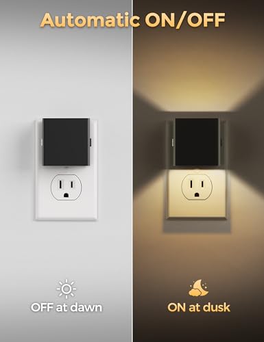DORESshop LED Night Lights Plug into Wall [2 Pack], Plug in Nightlight, 3 Level Brightness Adjustable Night Light, Dusk to...