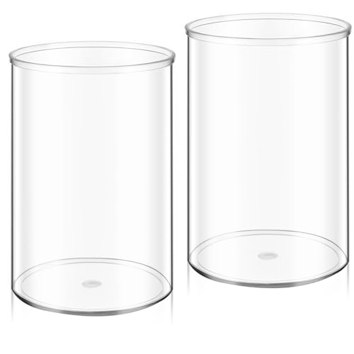 Psiriol 2 PCS Round Acrylic Pen Holder, Cylinder Container Organizer, Pencil Holders, Clear Round Makeup Brush Holder, Des...