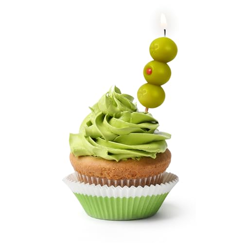 Genuine Fred Cocktail Party Olive Birthday Candles – Set of 6 Martini Olive Celebration Candles with Wooden Picks – Fun De...