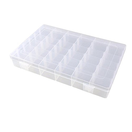 KLOUD City Clear Plastic Jewelry Box Organizer Storage Container with Adjustable Dividers (36 Grids)