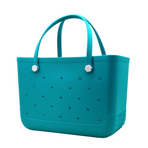 Beach Totebag X-Large Waterproof Sandproof Rubber Beach Tote Bag with Zipper Pocket and Phone Kickstand Cup
