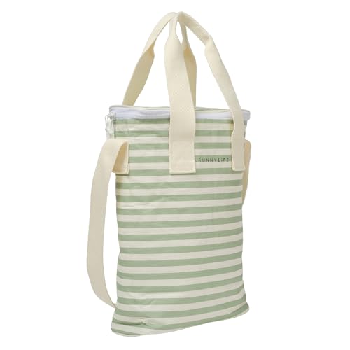 SUNNYLiFE Light Cooler Drinks Bag, Sea Sage Stripe, PP/PEVA/EPE Material, 13.39 x 9.45 x 4.33 inches, 0.73 lbs, Insulated,...